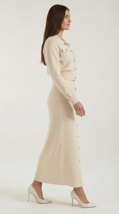 María Kenia™ | Conjunto de punto Evelyn Luxe con botones