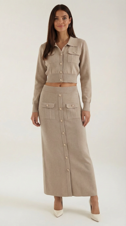 María Kenia™ | Conjunto de punto Evelyn Luxe con botones
