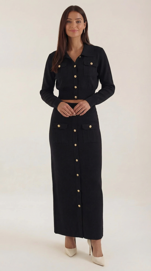 María Kenia™ | Conjunto de punto Evelyn Luxe con botones