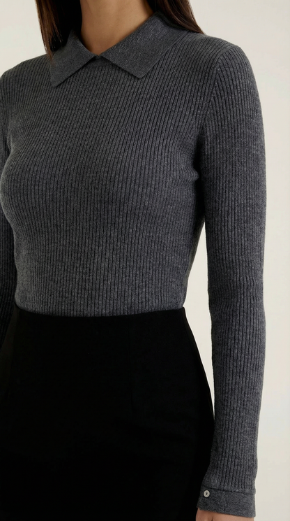 María Nadia™ | Suéter de lana con cuello - Gail Langarm