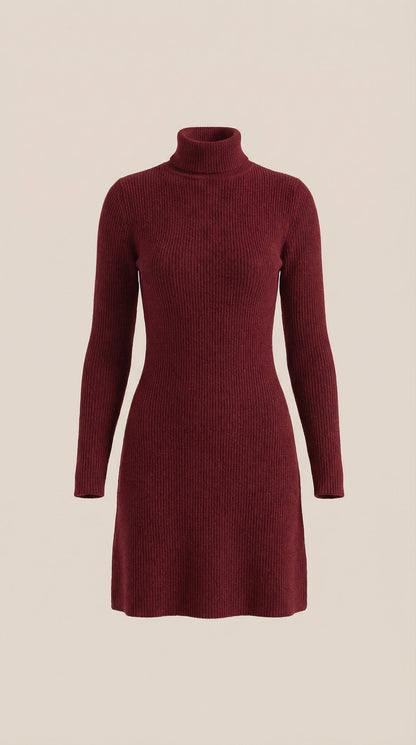 Fenna™ | Mini Vestido de Punto con Cuello Alto