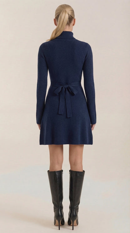 Fenna™ | Mini Vestido de Punto con Cuello Alto