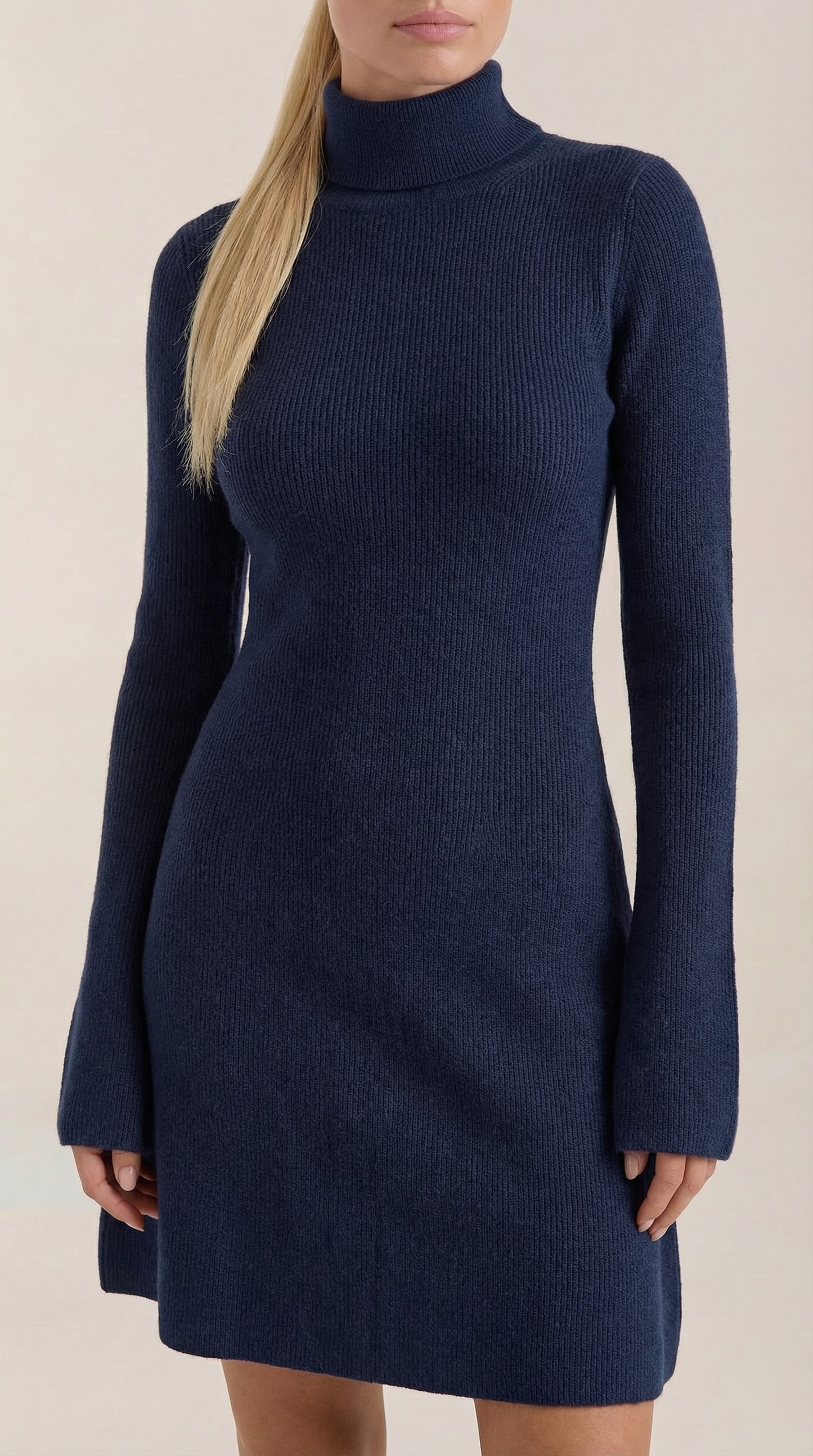 Fenna™ | Mini Vestido de Punto con Cuello Alto