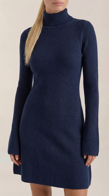 Fenna™ | Mini Vestido de Punto con Cuello Alto