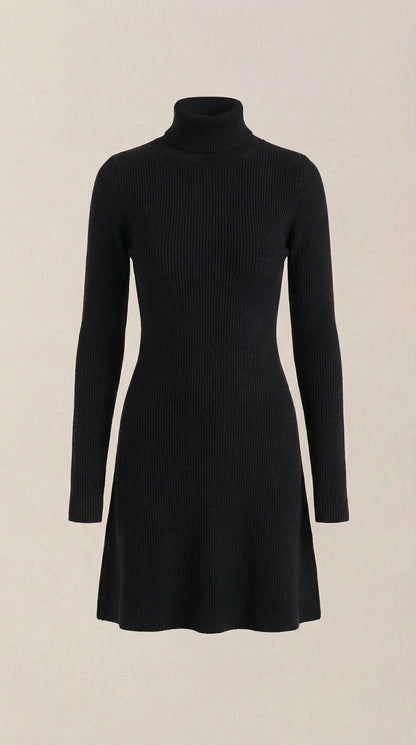 Fenna™ | Mini Vestido de Punto con Cuello Alto