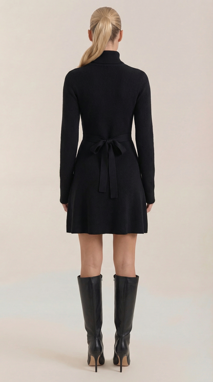 Fenna™ | Mini Vestido de Punto con Cuello Alto