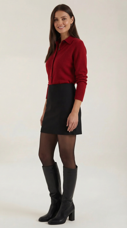 Jeanne Neus™ | Cárdigan de punto con cuello y botones