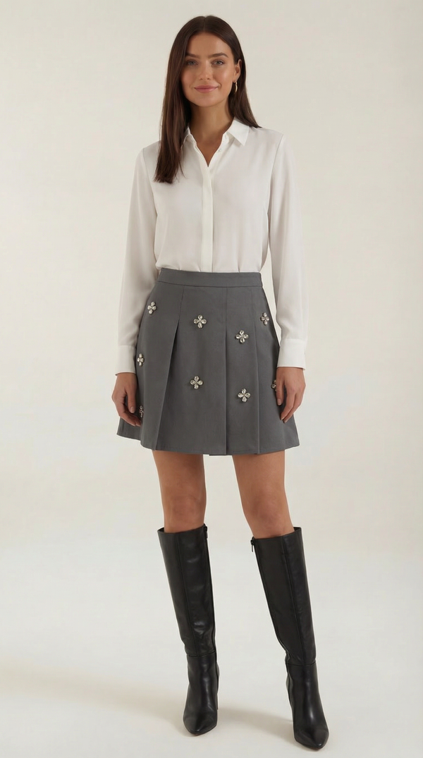 Ana Elva™ | Falda de Punto Gloria con Encanto Daisy