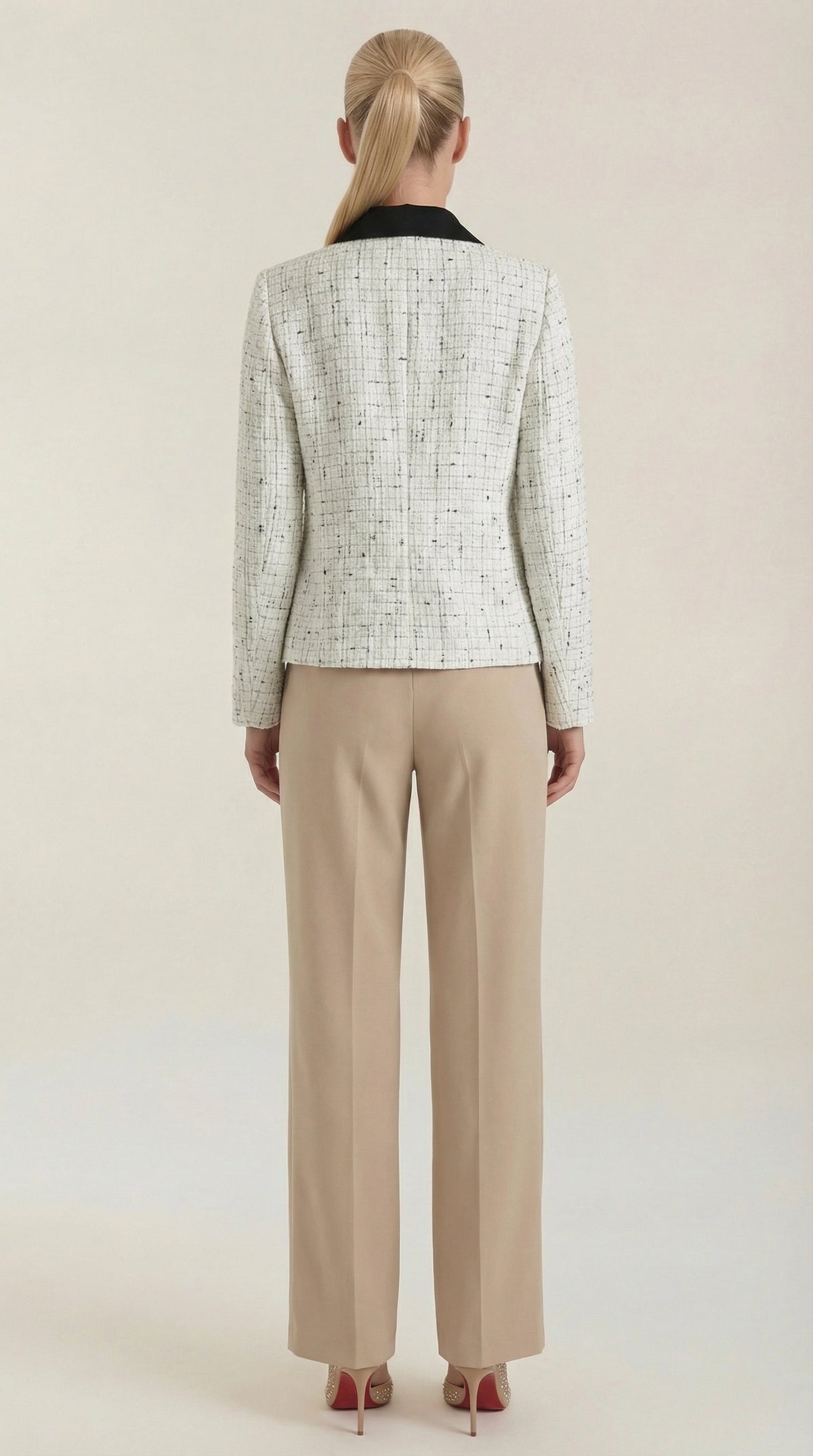 Milena Nerea™ | Chaqueta de tweed con cuello a contraste