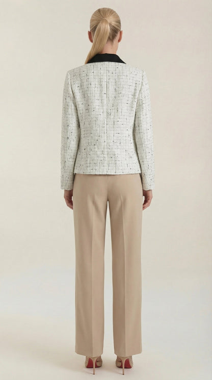 Milena Nerea™ | Chaqueta de tweed con cuello a contraste