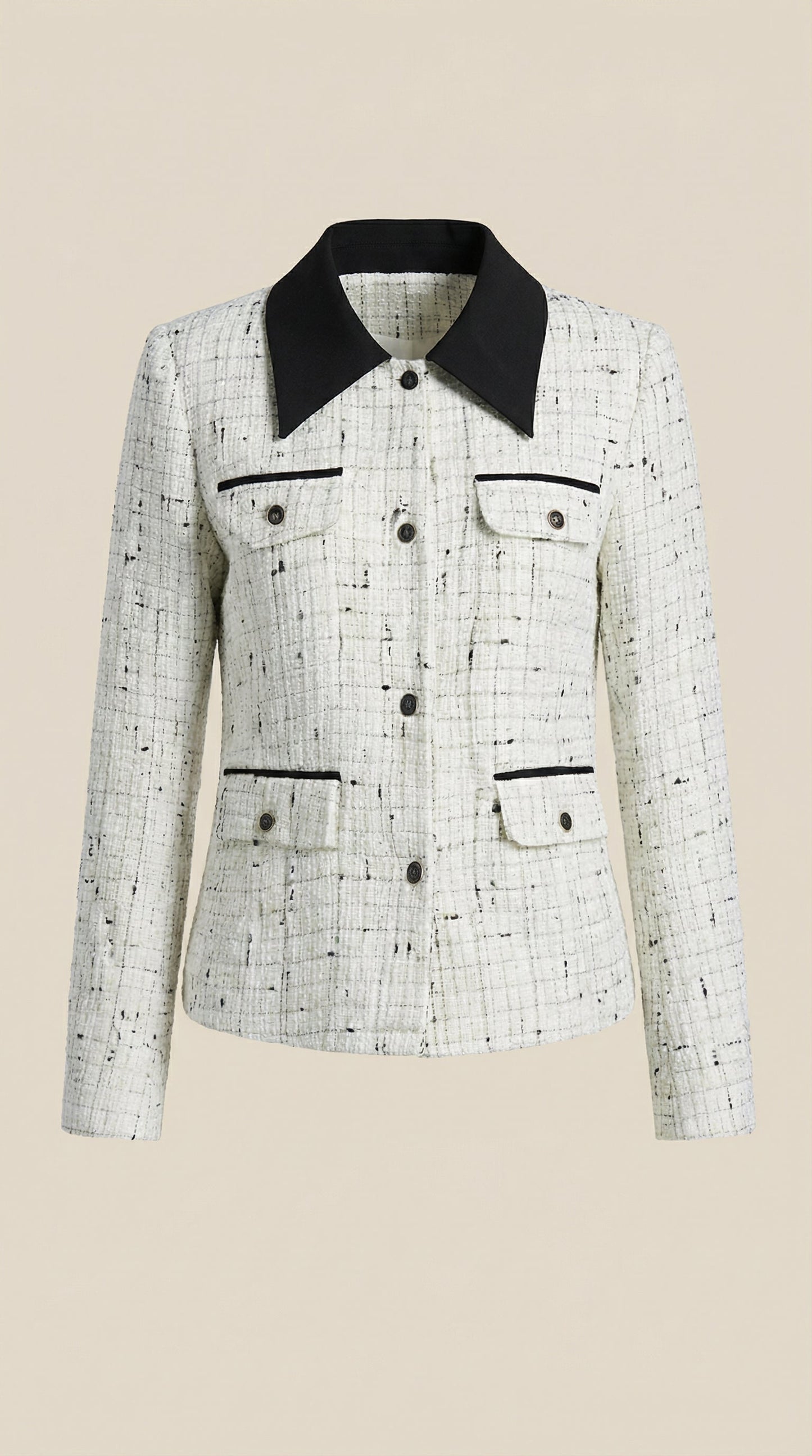 Milena Nerea™ | Chaqueta de tweed con cuello a contraste
