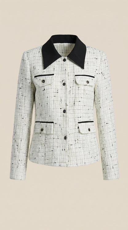 Milena Nerea™ | Chaqueta de tweed con cuello a contraste