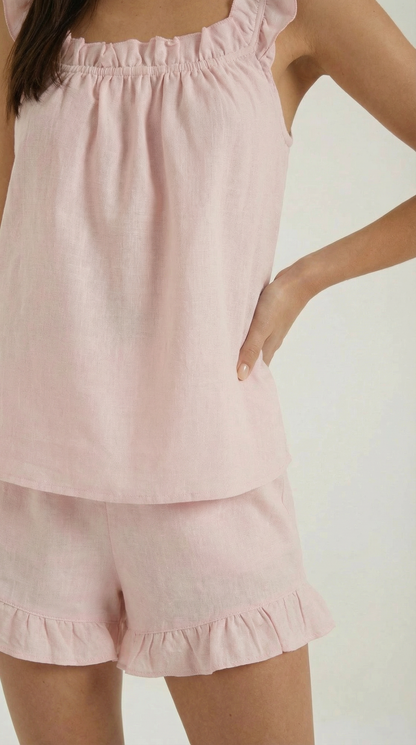 Rosa Eulalia™ | Conjunto Helen de algodón con detalles de volantes