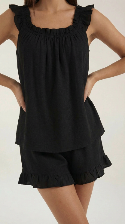 María Lía™ | Conjunto Helen de algodón con detalles de volantes