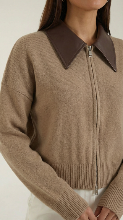 María Marbella™ | Chaqueta Corto de Punto con Cuello