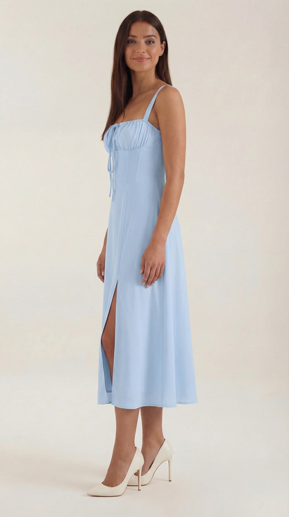 Rosa Violeta™ | Vestido Midi Jade con Detalles de Cordones