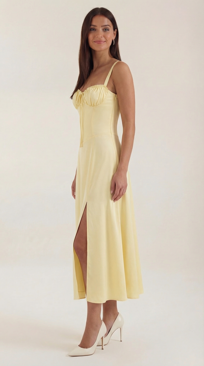 Rosa Violeta™ | Vestido Midi Jade con Detalles de Cordones