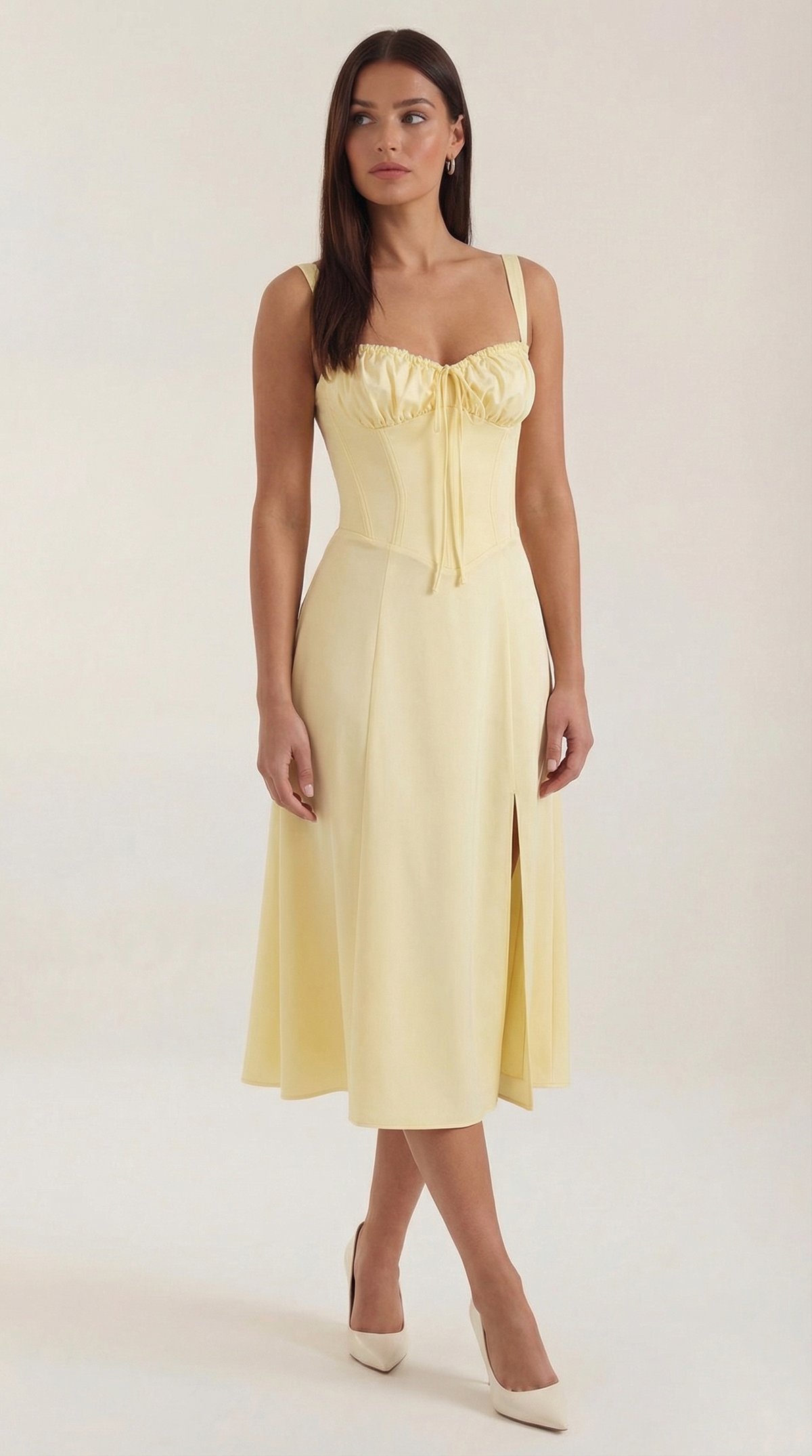 Rosa Violeta™ | Vestido Midi Jade con Detalles de Cordones