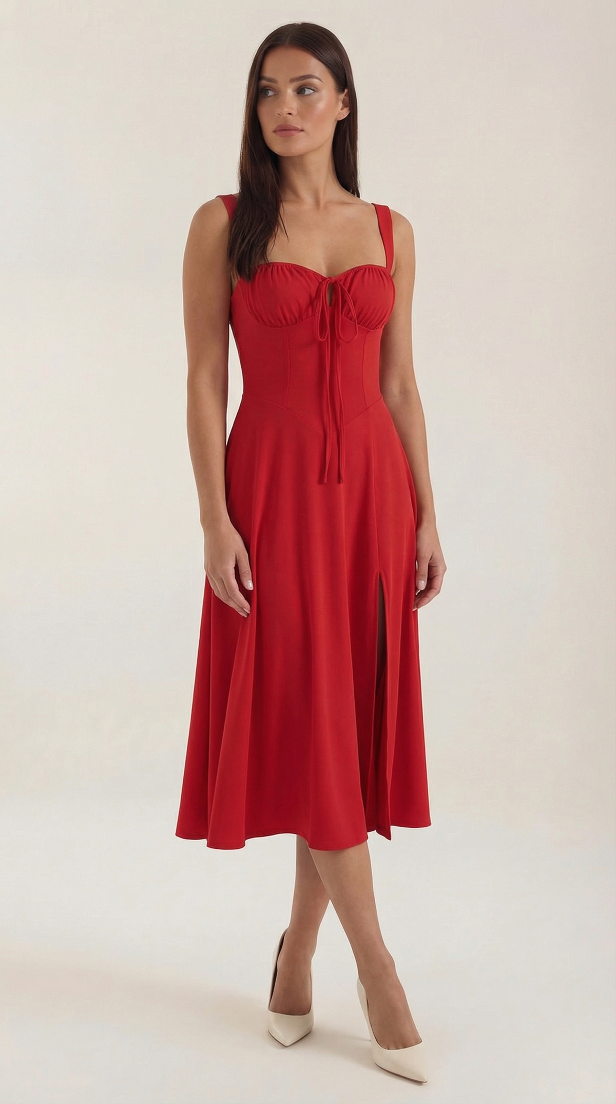 Rosa Violeta™ | Vestido Midi Jade con Detalles de Cordones