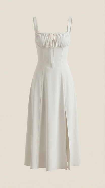 Rosa Violeta™ | Vestido Midi Jade con Detalles de Cordones