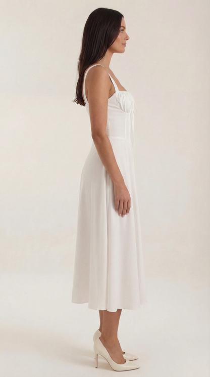 Rosa Violeta™ | Vestido Midi Jade con Detalles de Cordones