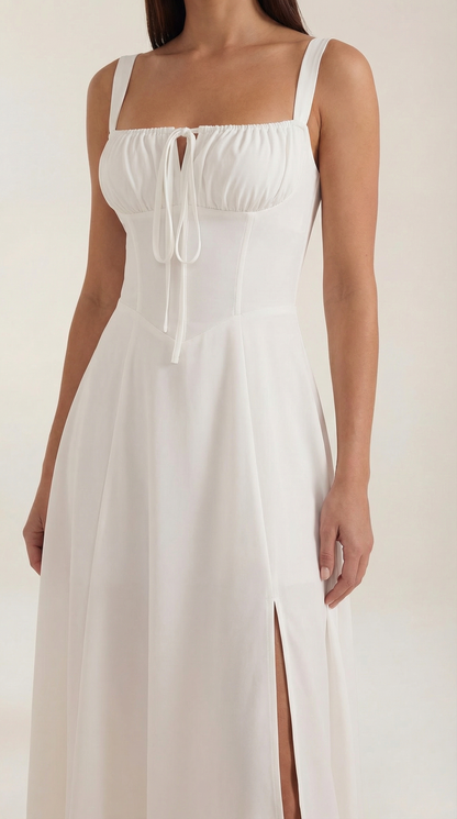 Rosa Violeta™ | Vestido Midi Jade con Detalles de Cordones