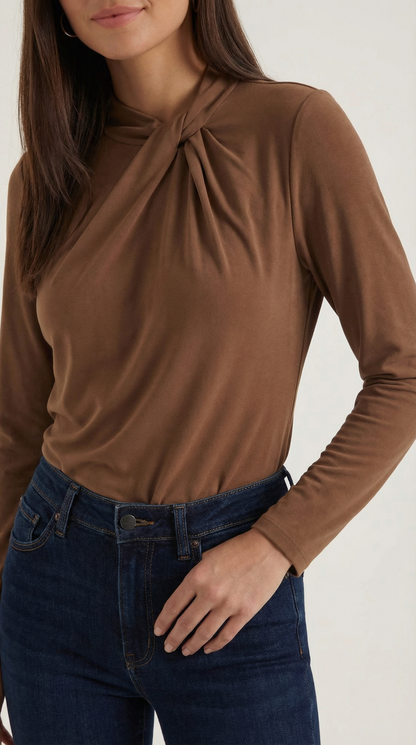 Chloé Silvia™ | Blusa con cuello mock y lazo