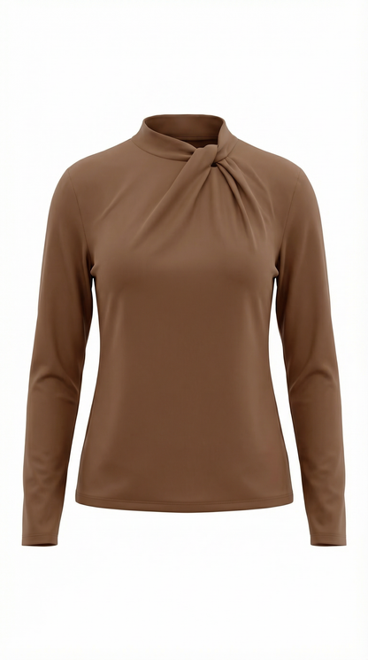 Chloé Silvia™ | Blusa con cuello mock y lazo