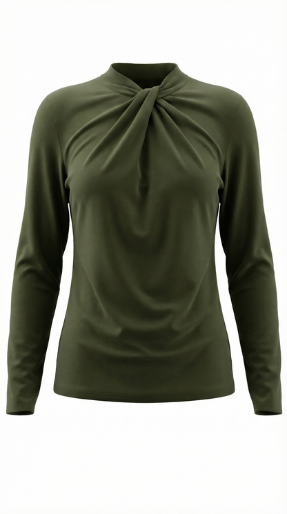 Chloé Silvia™ | Blusa con cuello mock y lazo