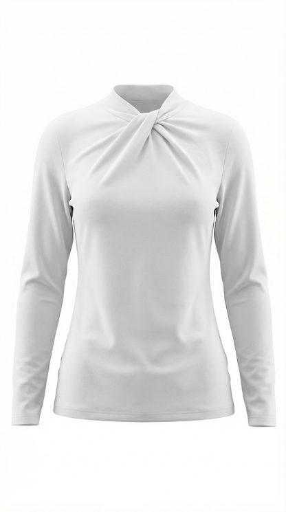 Chloé Silvia™ | Blusa con cuello mock y lazo