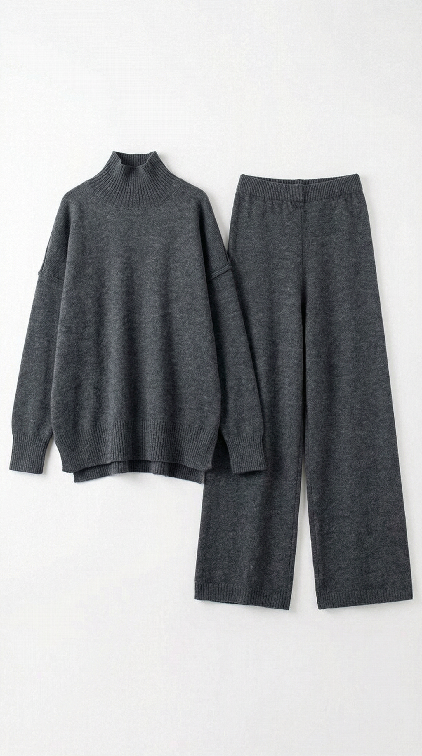 María Julissa™ | Conjunto de suéter de punto de cuello alto y pantalones vaqueros