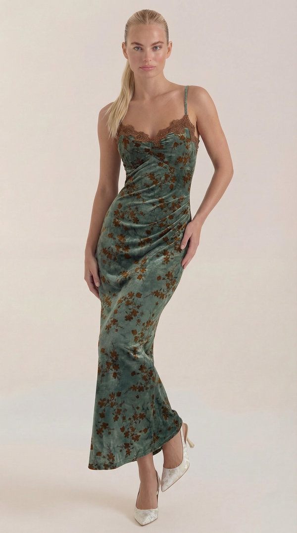 Ana Honestidad™ | Vestido Midi Jeannette con Detalles de Encaje