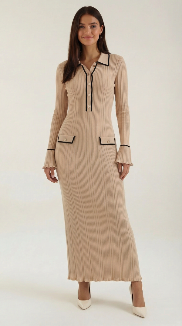 Ana Tulipa™ | Vestido Largo de Punto Josephine