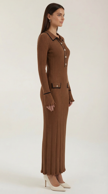 Ana Tulipa™ | Vestido Largo de Punto Josephine
