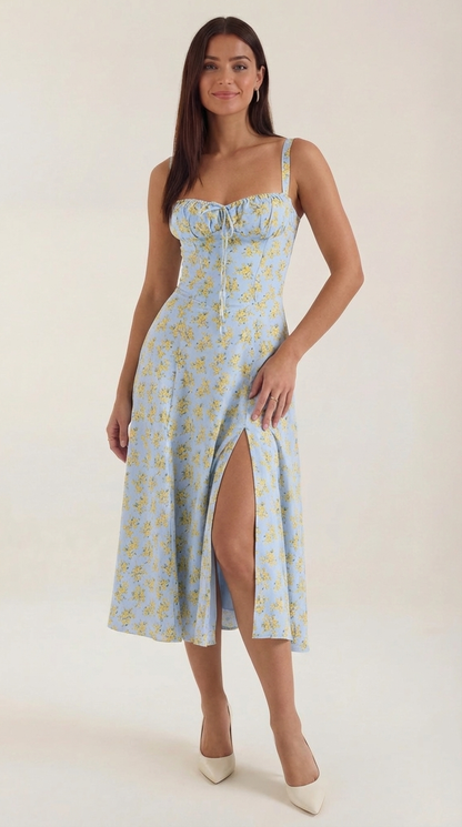 Rosa Aurora™ | Vestido Midi Julia - Alta Calidad