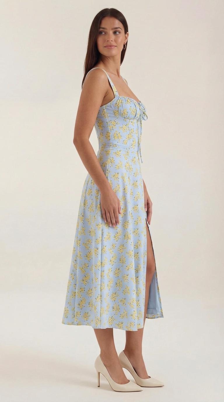 Rosa Aurora™ | Vestido Midi Julia - Alta Calidad