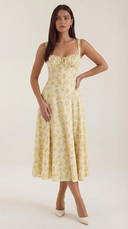 Rosa Aurora™ | Vestido Midi Julia - Alta Calidad
