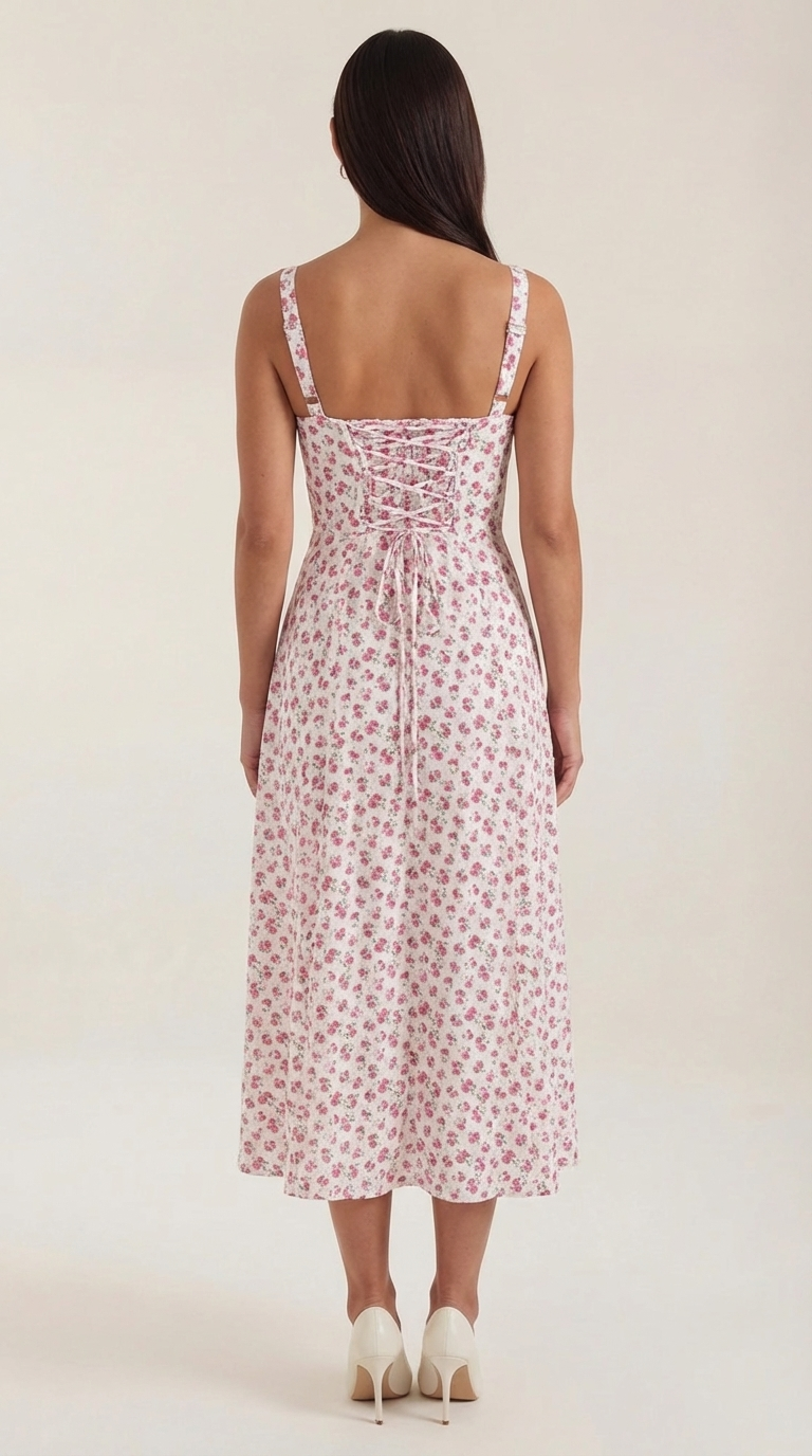 Rosa Aurora™ | Vestido Midi Julia - Alta Calidad