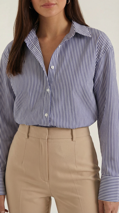 Elena Sveva™ | Camisa de Manga Larga a Rayas