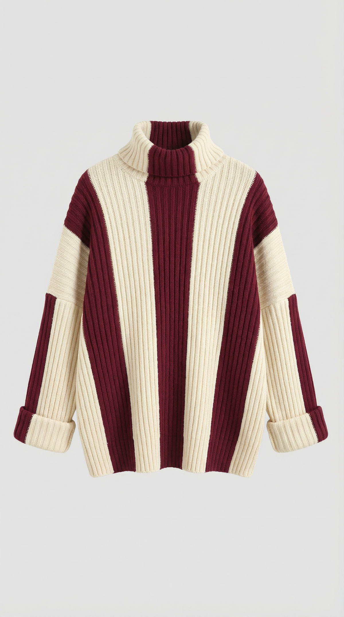 Herminda Lieke™ | Suéter Oversize de Cuello Alto con Rayas