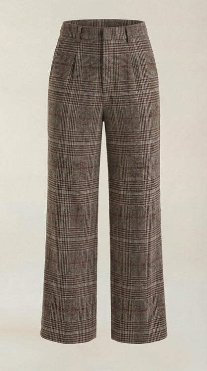 Ana Cala™ | Pantalón de cuadros Leigh de cintura alta y pierna amplia