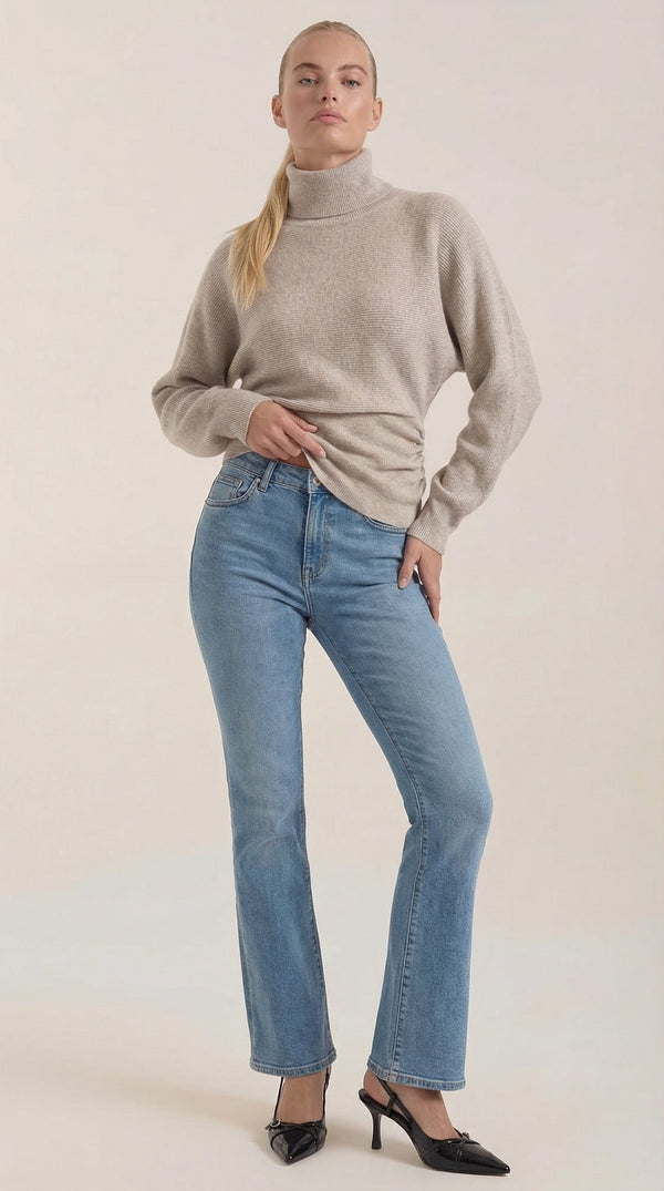 Ainara Elidia™ | Suéter de Cuello Alto con Textura Acanalada