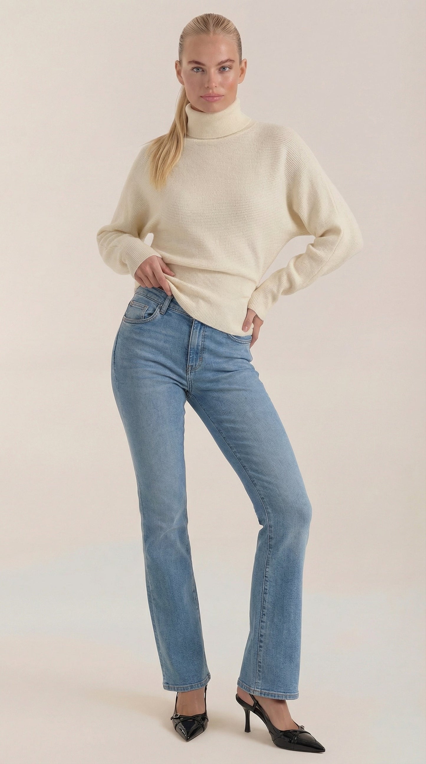 Ainara Elidia™ | Suéter de Cuello Alto con Textura Acanalada