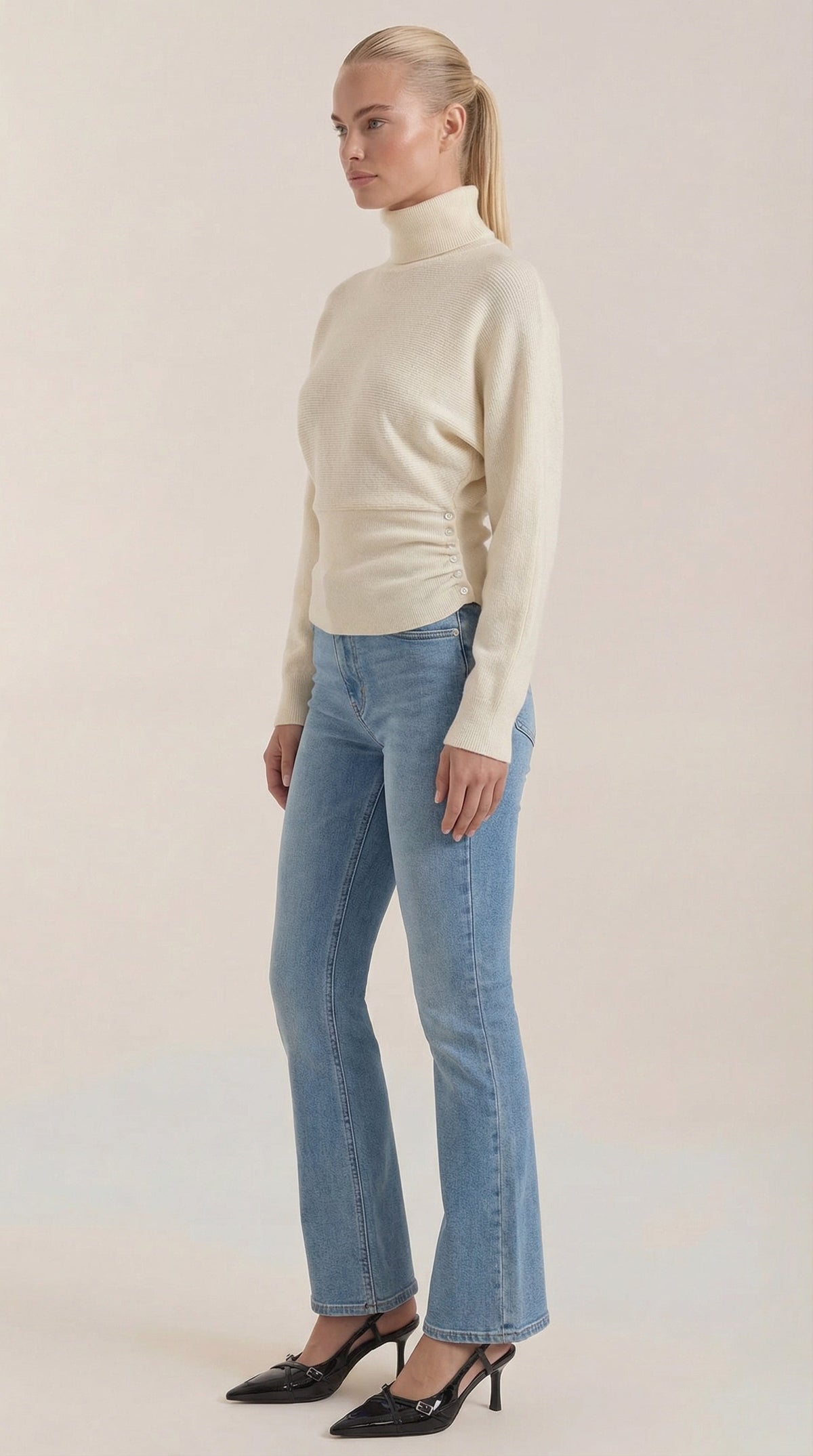 Ainara Elidia™ | Suéter de Cuello Alto con Textura Acanalada