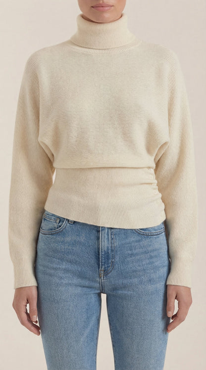 Ainara Elidia™ | Suéter de Cuello Alto con Textura Acanalada