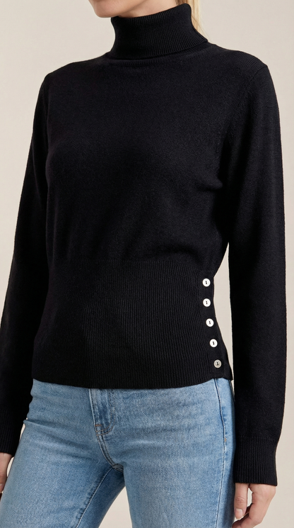 Ainara Elidia™ | Suéter de Cuello Alto con Textura Acanalada