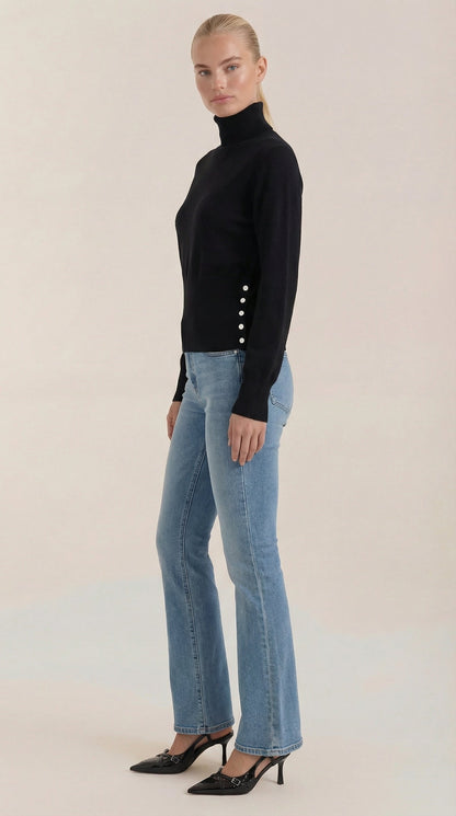 Ainara Elidia™ | Suéter de Cuello Alto con Textura Acanalada