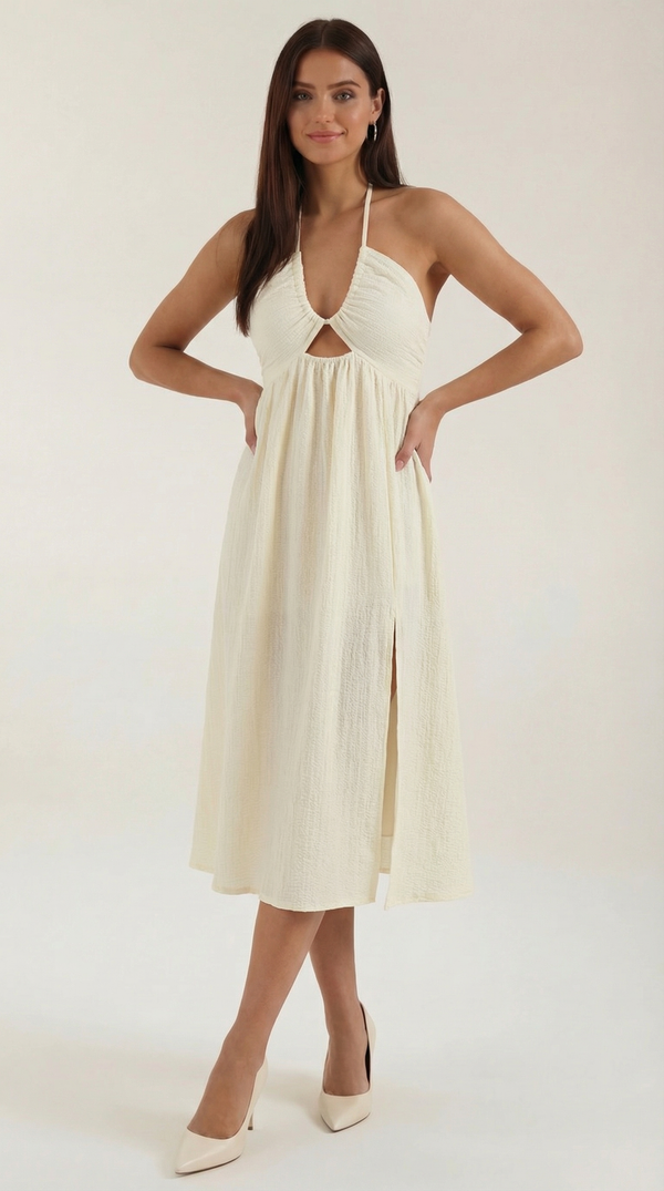 Rosa Benita™ | Vestido midi Linda con aberturas