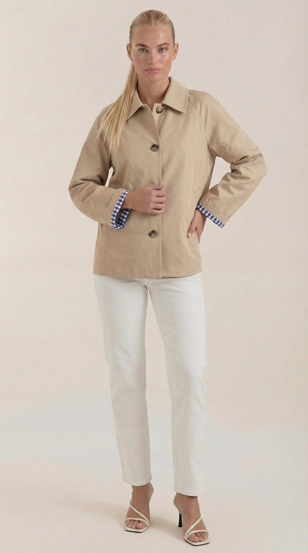 Ana Margarita™ | Trenchcoat Lindsay con forro a rayas elegante