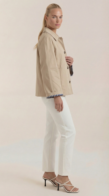 Ana Margarita™ | Trenchcoat Lindsay con forro a rayas elegante